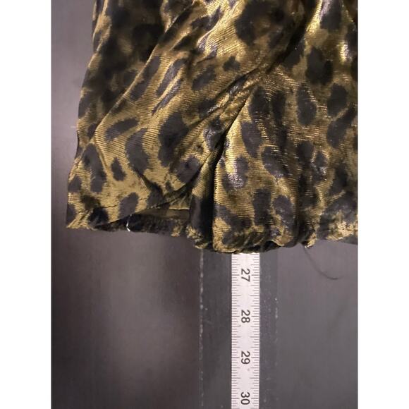 Vintage Womens Tunic Top One Size Green Animal Print Velvet Mob Wife 90s FLAW - Picture 9 of 10